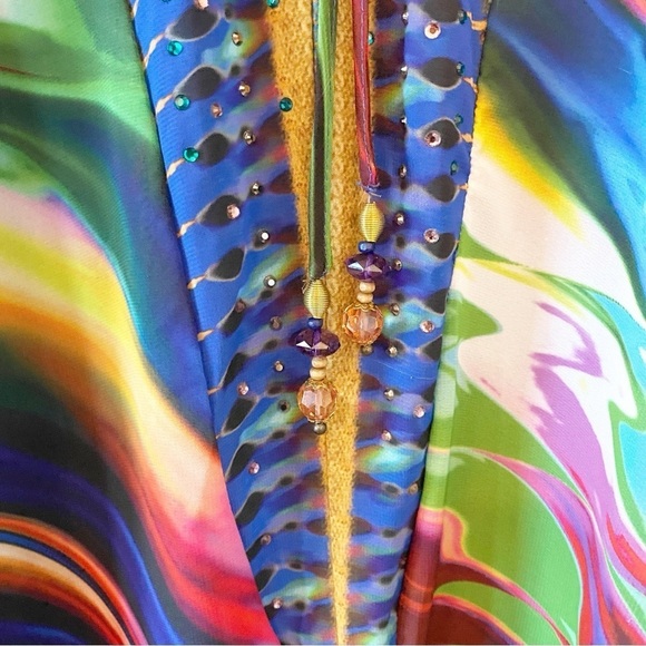 BOSTON PROPER Multicolor Swirl Embellished Maxi Dress Resortwear Vacation - Picture 4 of 12